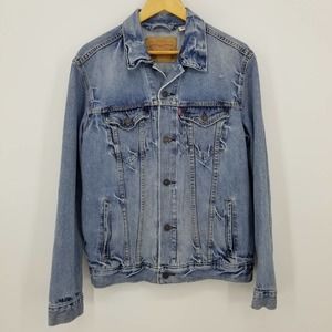 Levi's Boyfriend Denim Trucker Jean Jacket M 100% Cotton Rigid Medium Wash